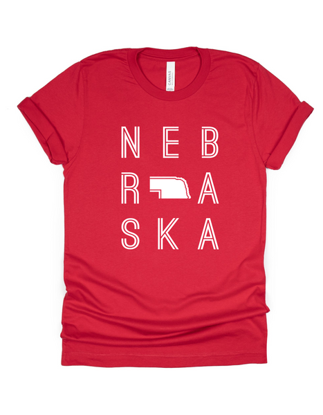 Nebraska- adult red tee