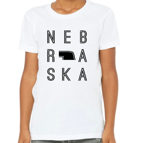 Nebraska- youth white tee