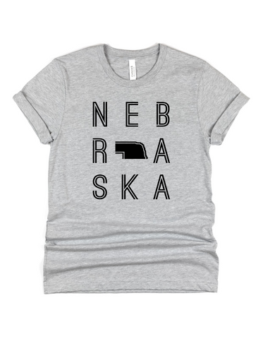 Nebraska- adult grey tee