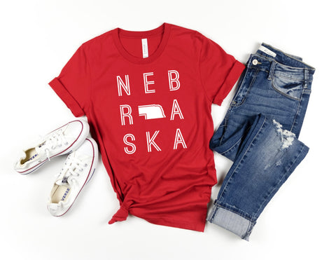 Nebraska- adult red tee