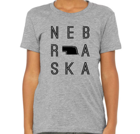 Nebraska- youth grey tee