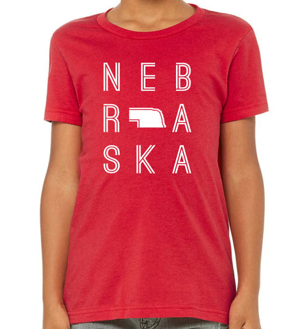 Nebraska- youth red tee