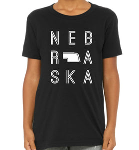 Nebraska - youth black tee