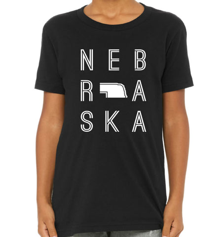 Nebraska - youth black tee