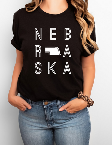 Nebraska- adult black tee