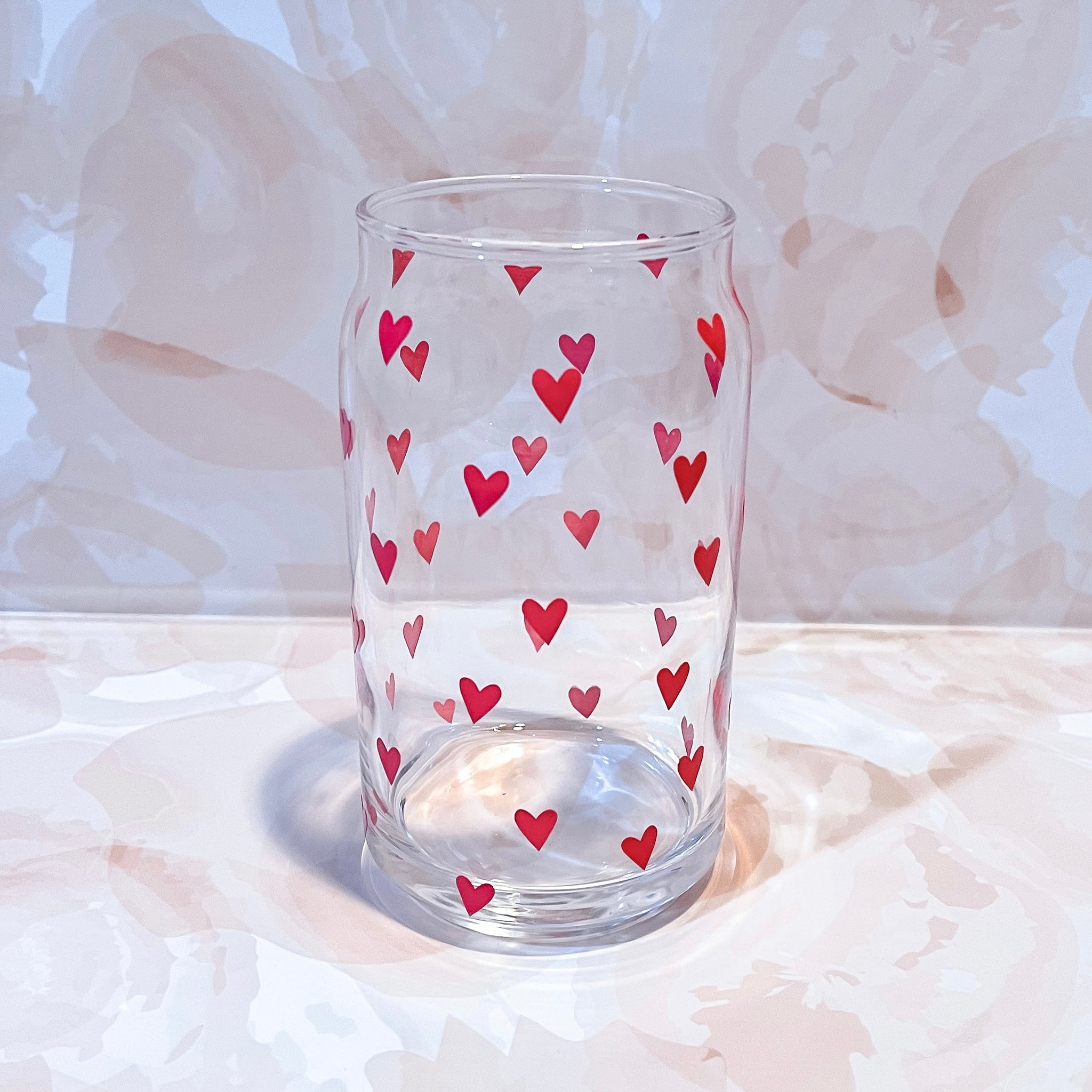 Hearts Glass Can